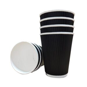 12oz Black Ripple Wrap Paper Coffee Takeaway Hot Cups 200 pieces - Free Delivery
